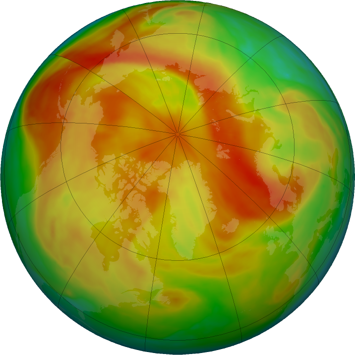 Arctic ozone map for 05 April 2022
